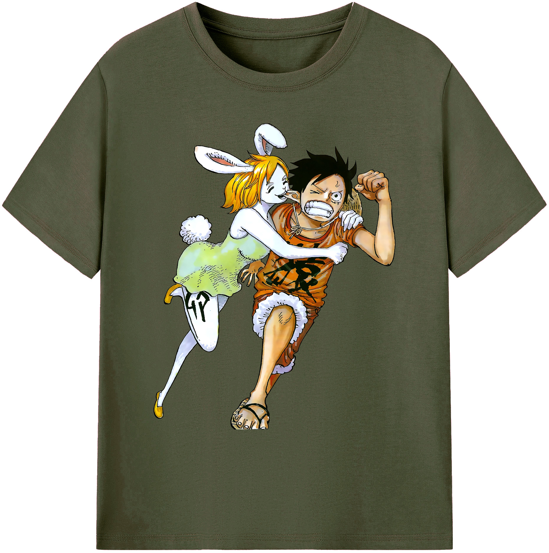 （画像用） ワンピース モンキー・D・ルフィ ONE PIECE Monkey D. Luffy 綿100％ メンズ半袖Tシャツ｜肌触りやわらか＆通気性